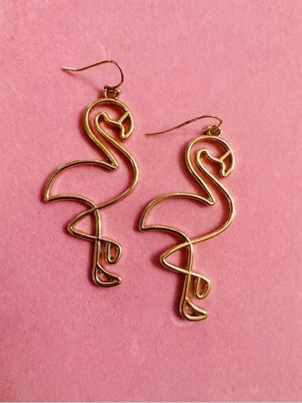 Gold Flamingo Dangle Earrings